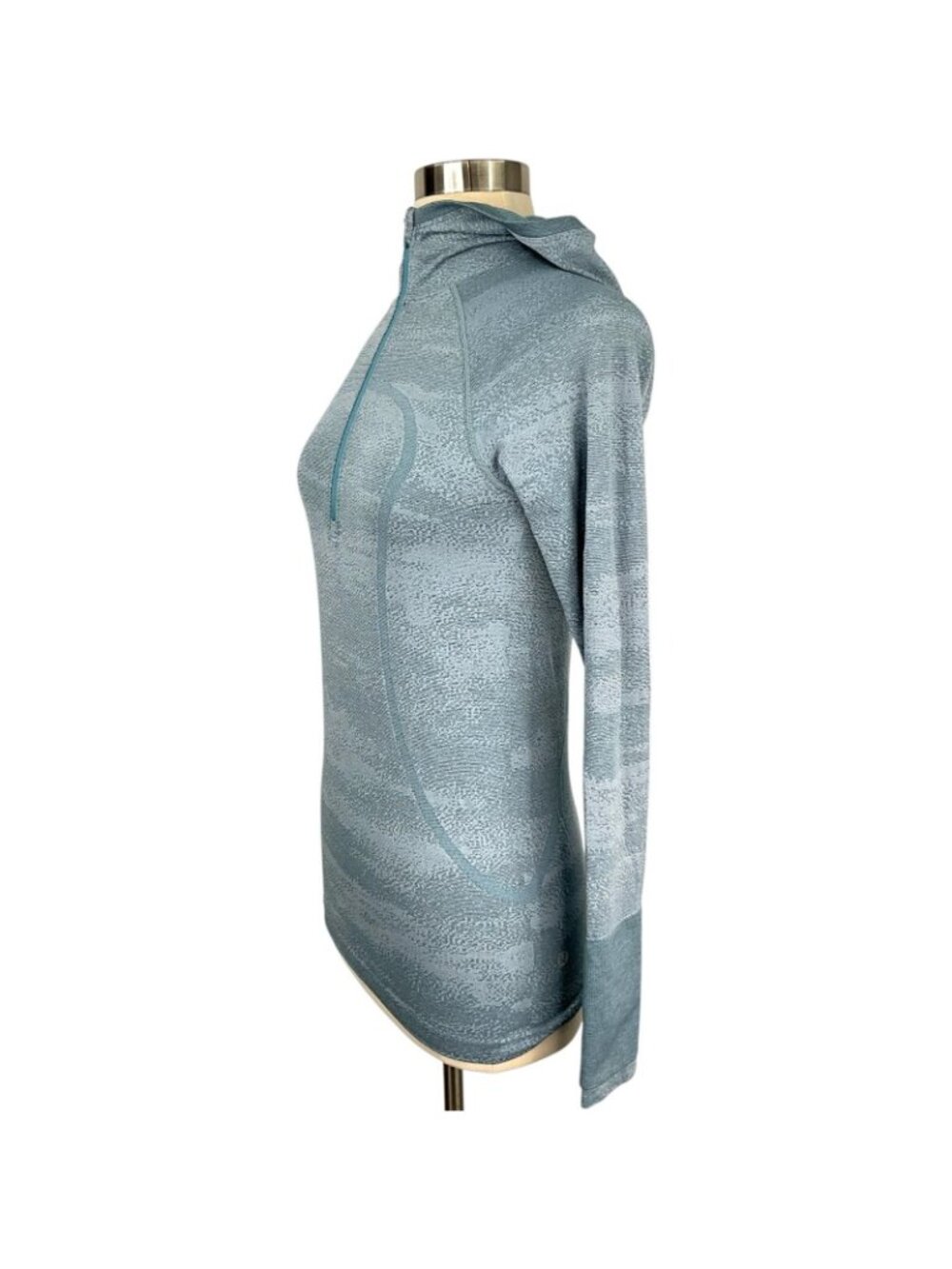 Lululemon Swiftly Speed Hooded 1/2 Zip Water Resistant Aqua Smoke Blue Womens 6 - Picture 3 of 12